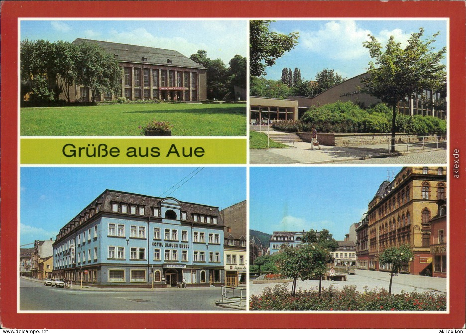 Aue (Erzgebirge) Kulturhaus  Volksschwimmhalle, Hotel Blauer Engel 1987 - Aue