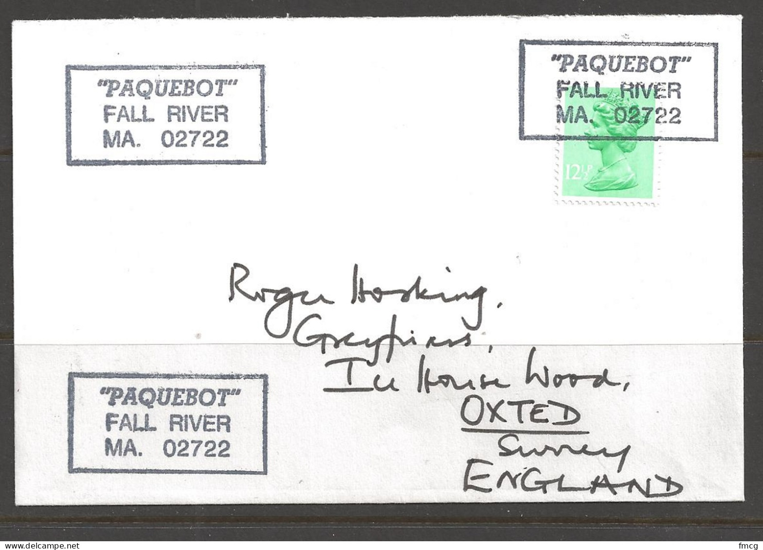 1980's Paquebot Cover, British Stamp Used In Fall River, Mass. - Brieven En Documenten