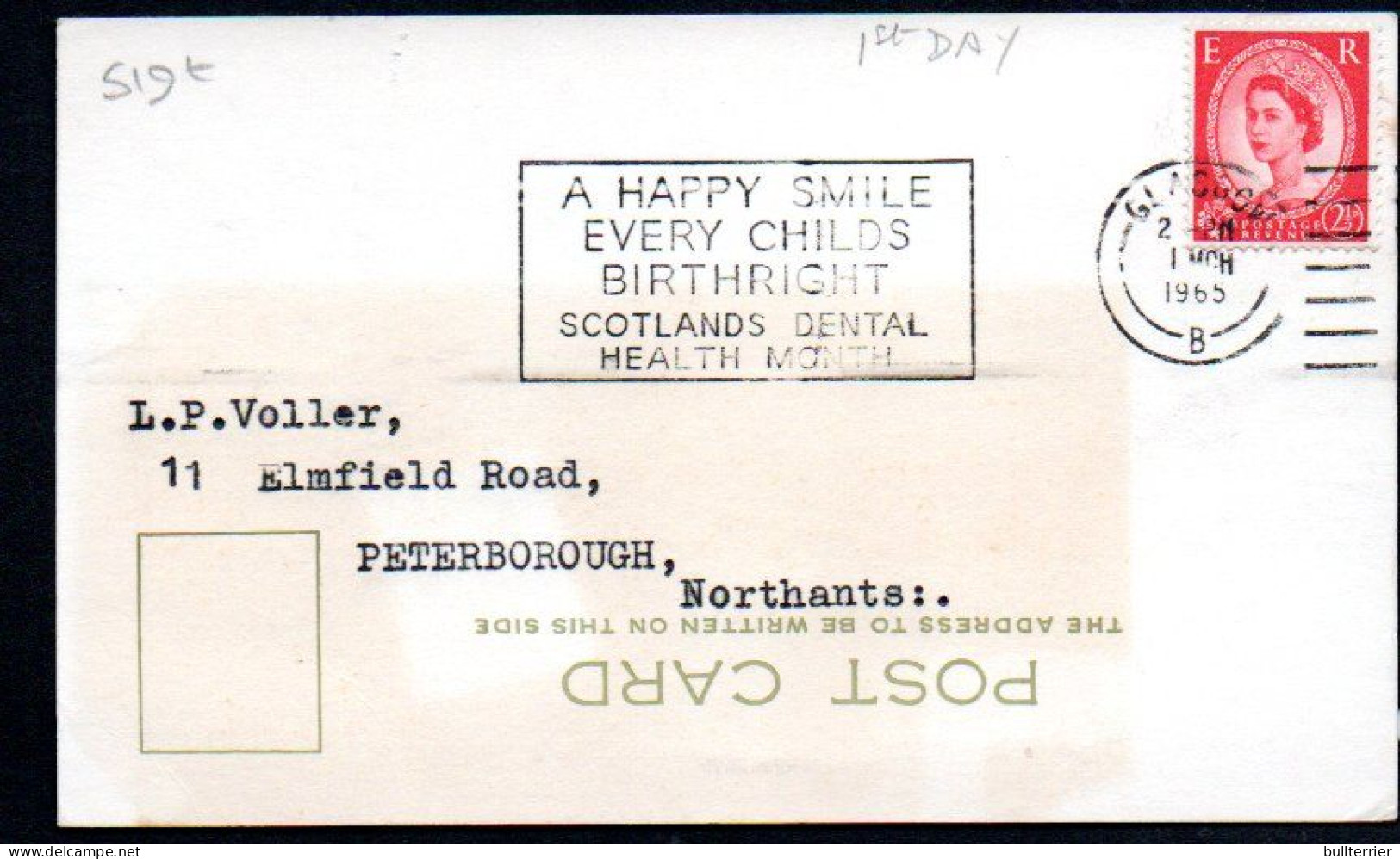 DENISTRY -  GREAT BRITAIN  - 1965- COVER WITH SCOTLAND DENTAL HEALTH MONTH  POSTMARK - Medizin