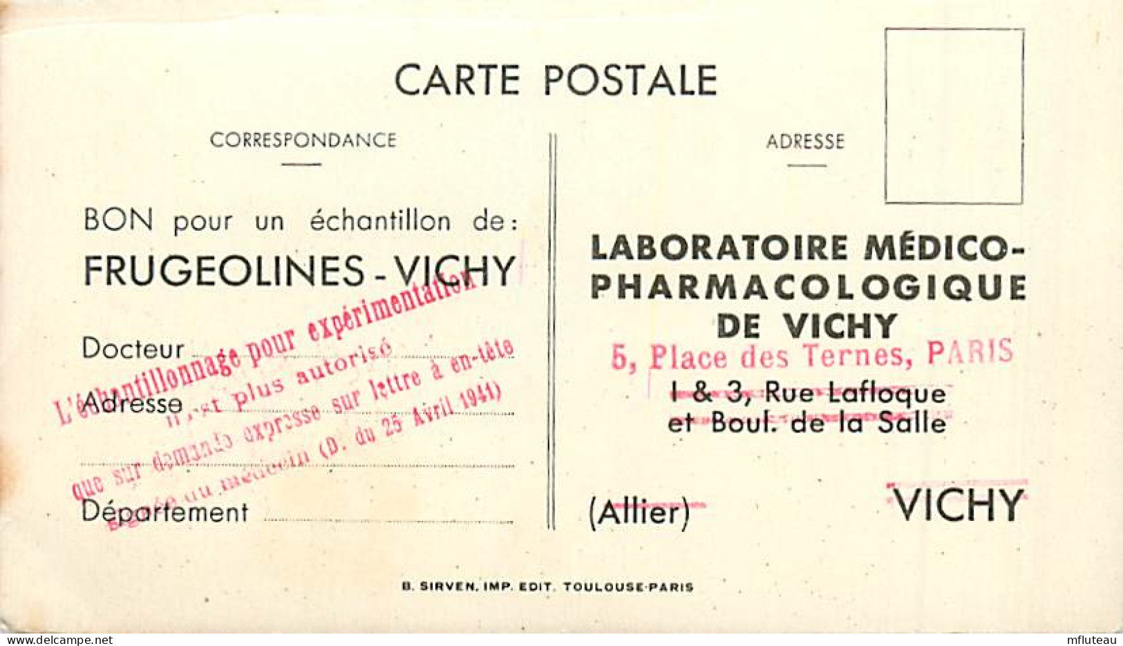 03* VICHY  Labo Pharmacoligique (n'est Pas Une CP)    RL,0198 - Vichy