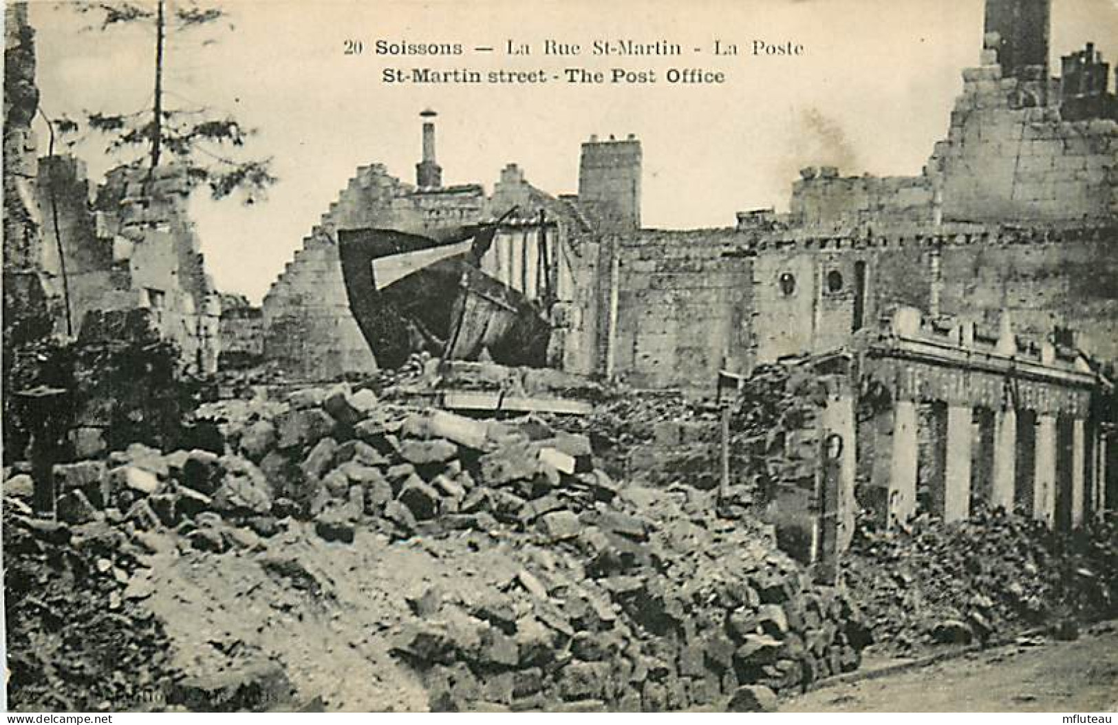 02* SOISSONS Rue St Martin  Poste  Ruines WW1   RL,0117 - Weltkrieg 1914-18