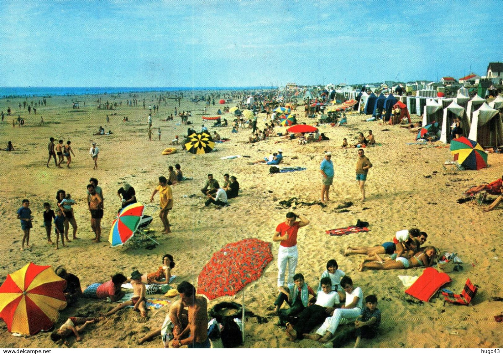 (RECTO / VERSO) NOTRE DAME DE MONTS EN 1971 - N° 3099 - LA PLAGE AVEC PERSONNAGES - CPSM GF - Saint Jean De Monts