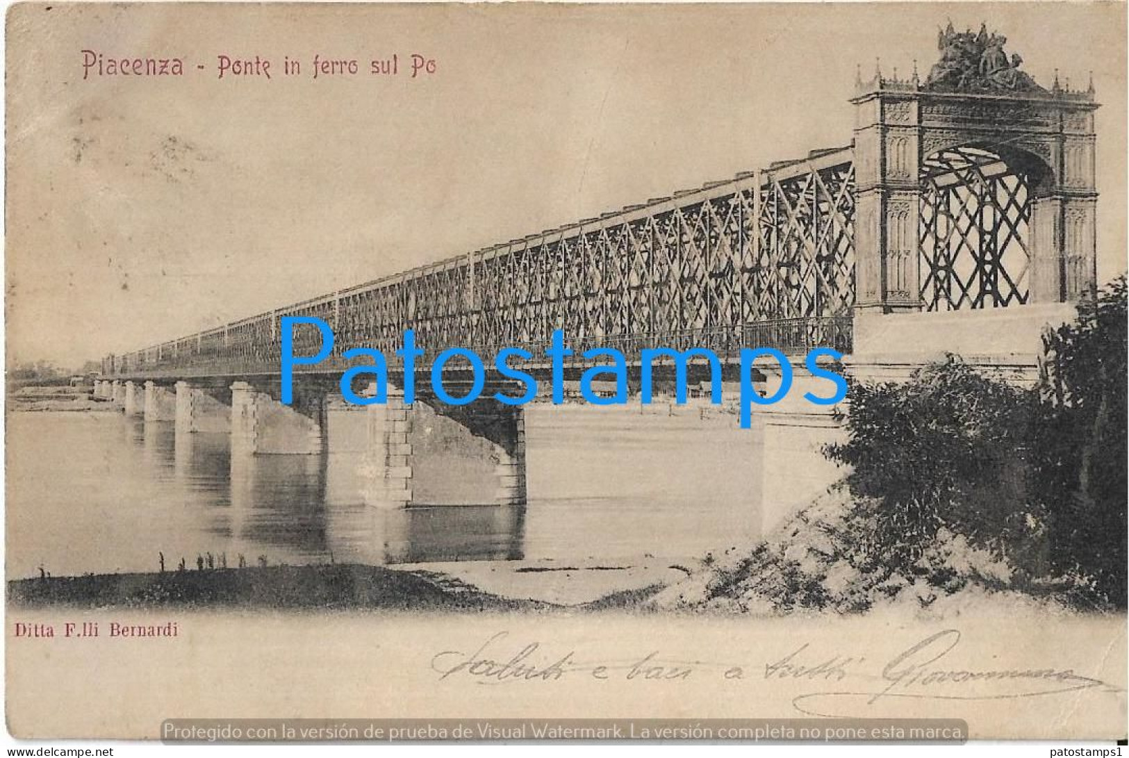 228685 ITALY PIACENZA BRIDGE RAILROAD CIRCULATED TO GENOVA POSTAL POSTCARD - Autres & Non Classés