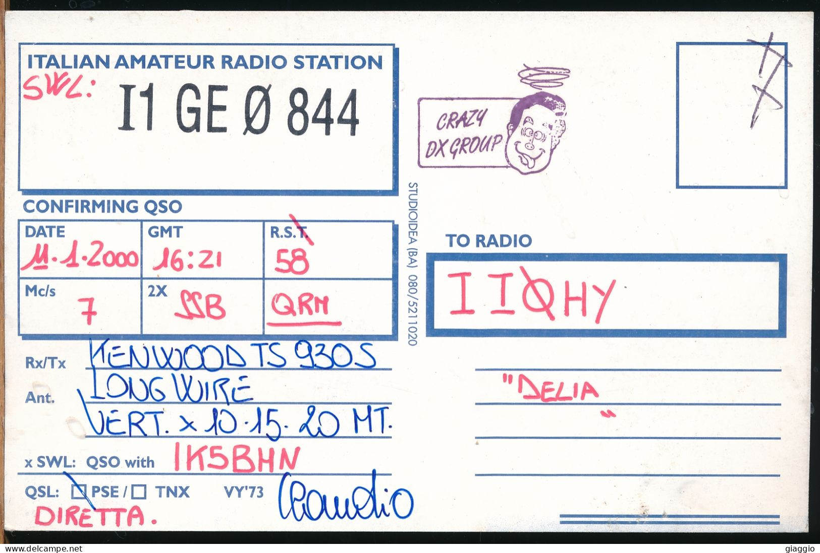 °°° 30891 - CARTA QSL - ITALIAN AMATEUR - 2000 °°° - Radio-amateur