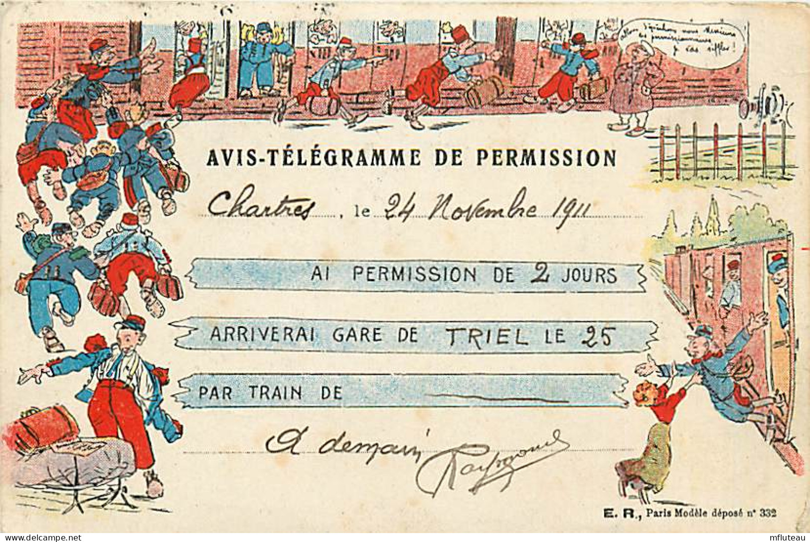 28* CHARTRES Avis Telegramme  Permission     RL02,0645 - Andere & Zonder Classificatie