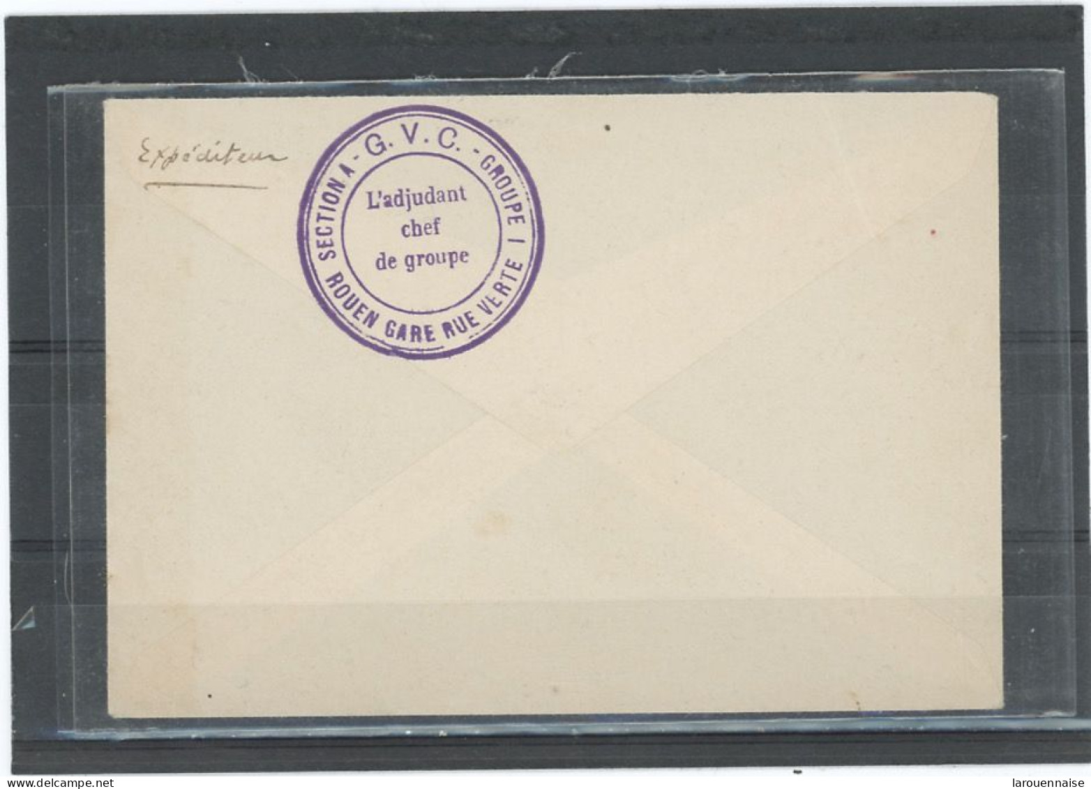 CACHET MILITAIRE -76-ROUEN-LSC POUR NANTES -DOUBLE CERCLE,VIOLET ,36mm-  FRAPPE LUXE - SECTION A -G.C- GROUPE 1 /ROUENV. - Guerra De 1914-18