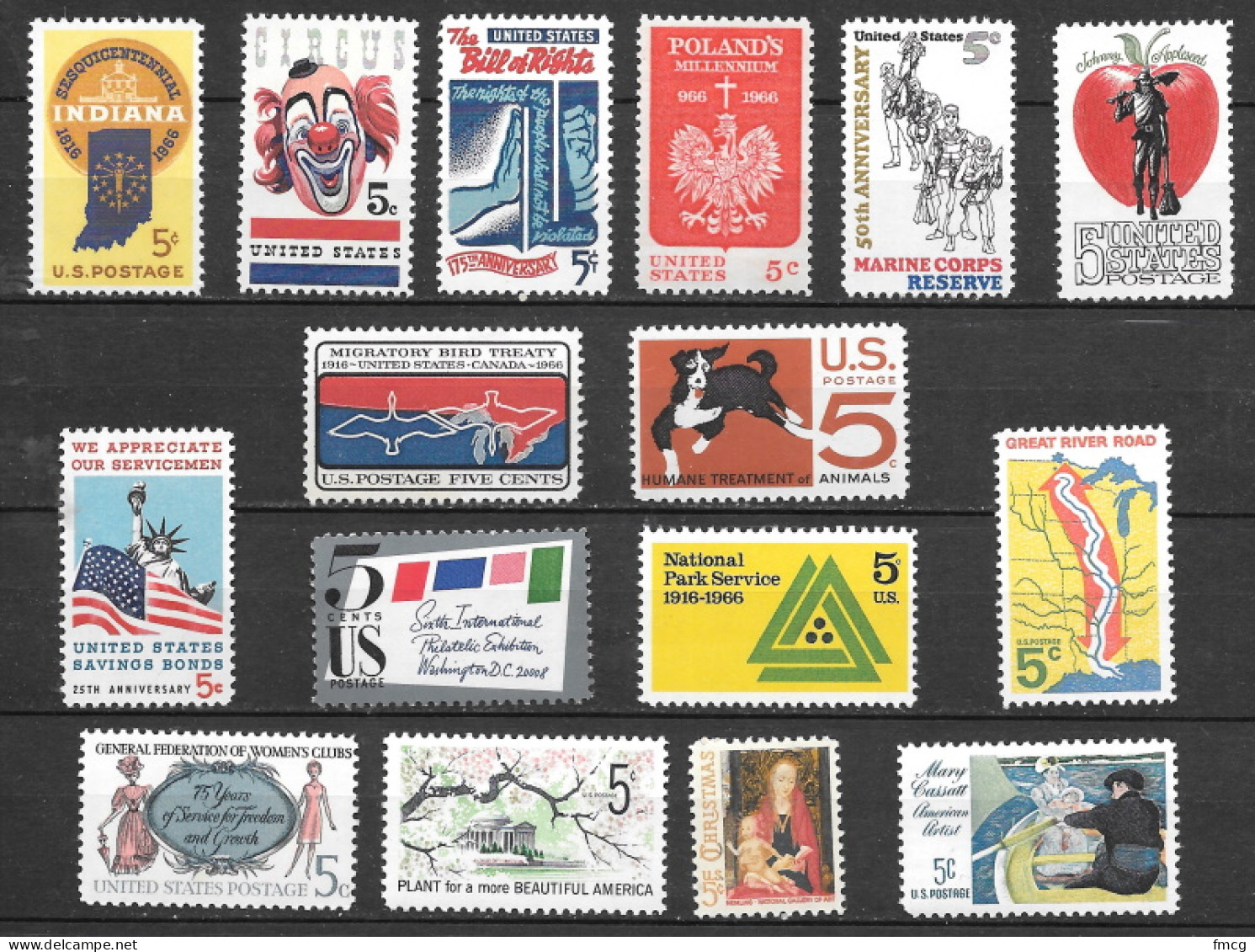 1966 Commemorative Year Set  16 Stamps, Mint Never Hinged - Unused Stamps