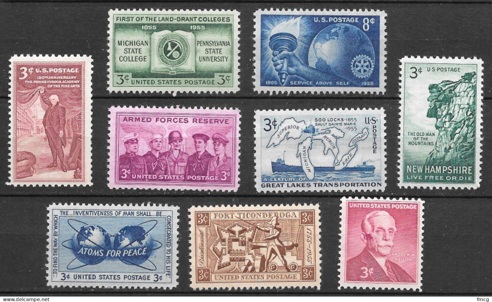 1955 Commemorative Year Set  9 Stamps, Mint Never Hinged - Nuevos