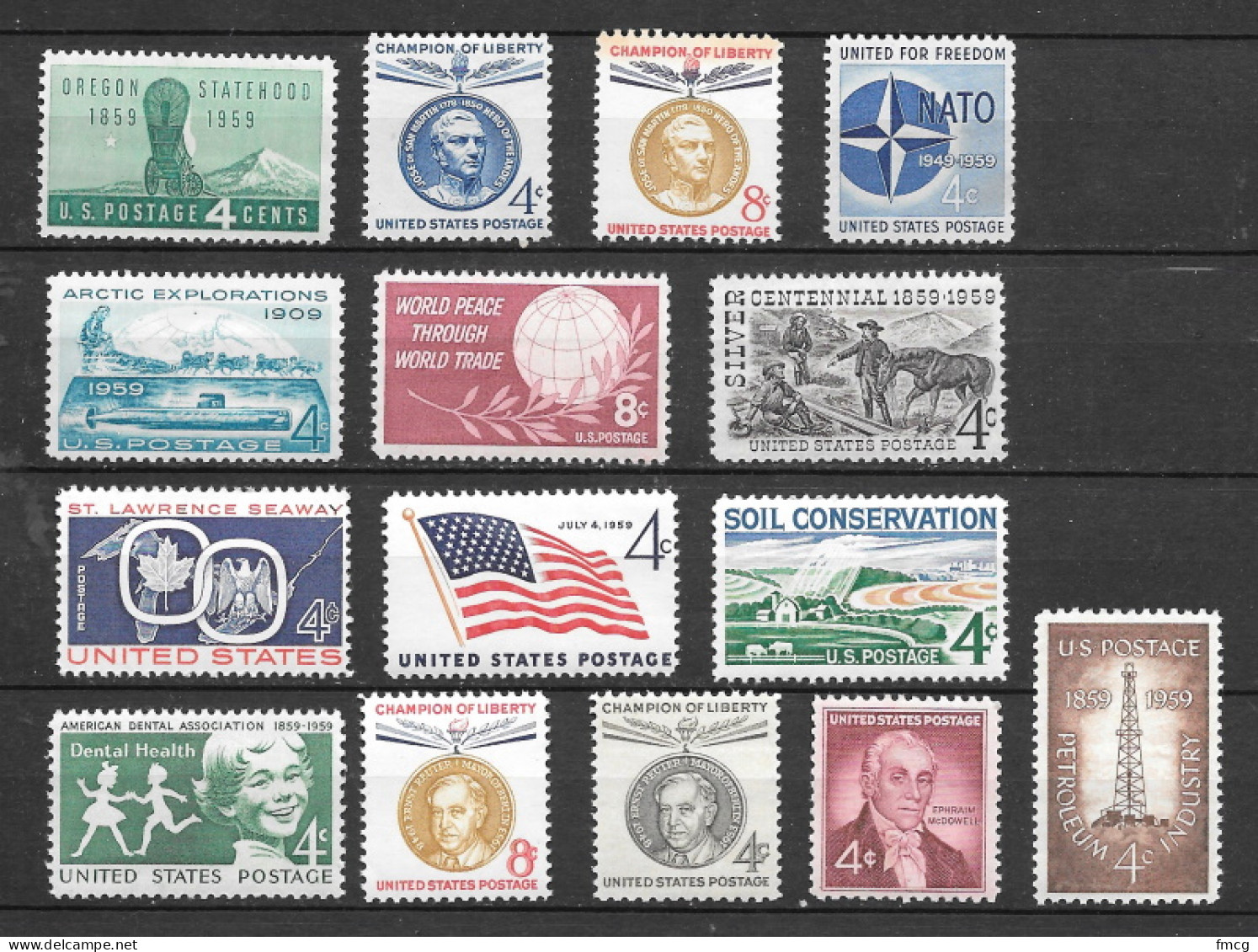1959 Commemorative Year Set  15 Stamps, Mint Never Hinged - Unused Stamps