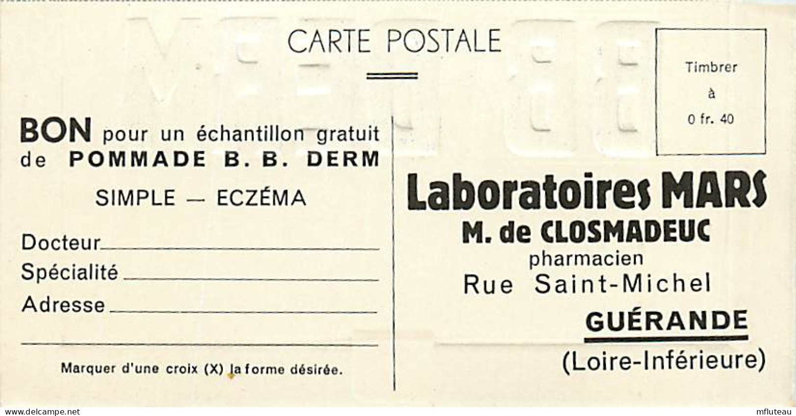44* GUERANDE Bon Echantillon Labo MARS (7x14cm)    RL03,0768 - Guérande