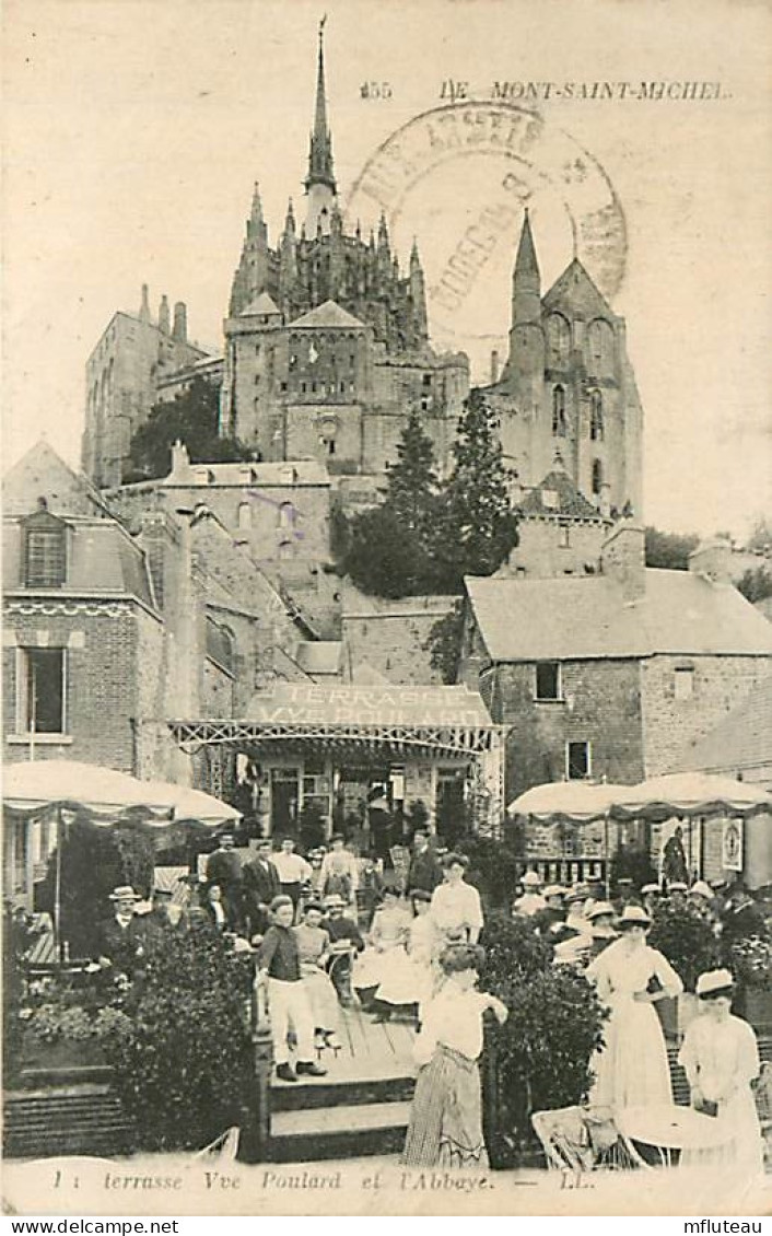 50* MONT ST MICHEL Terrasse CARTE POSTALE AYANT VOYAGE A NU OU SOUS ENVELOPPEe Poulard  RL03,1155 - Le Mont Saint Michel