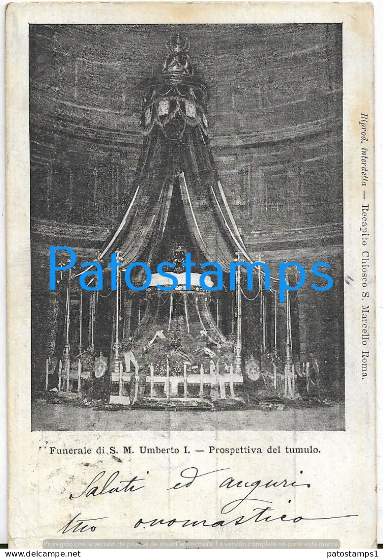 228687 ITALY ROYALTY KING UMBERTO I FUNERAL MOUND PERSPECTIVE SPOTTED CIRCULATED TO PALERMO POSTAL POSTCARD - Autres & Non Classés