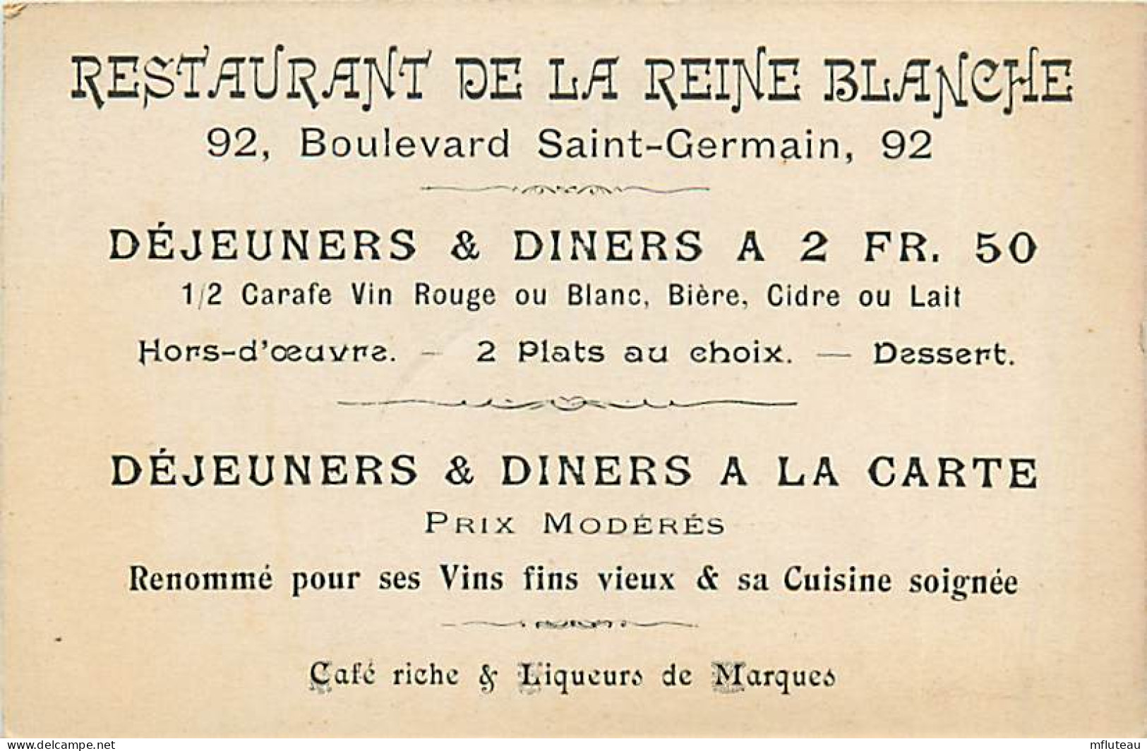 75* PARIS  5e  Restaurant De La « reinje Blanche » Bd St Germain     RL04 .0689 - Paris (05)