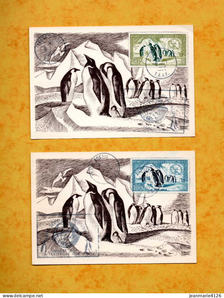 TAAF -  Cartes  TERRE ADELIE - 08/01/1958 Et 15/02/1958 - PA N° 2 Et N° 3 - ( Très Bon Etat ) - - Geschnittene, Druckproben Und Abarten