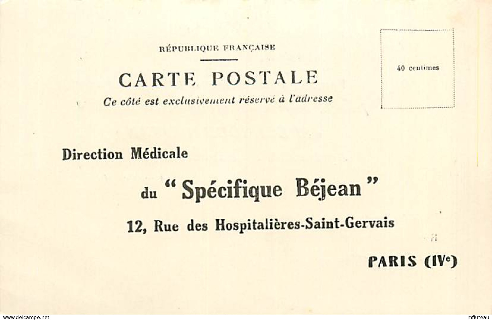 75* PARIS 4e  Direction Medicale « specifique Bejean »     RL04 .0525 - Health