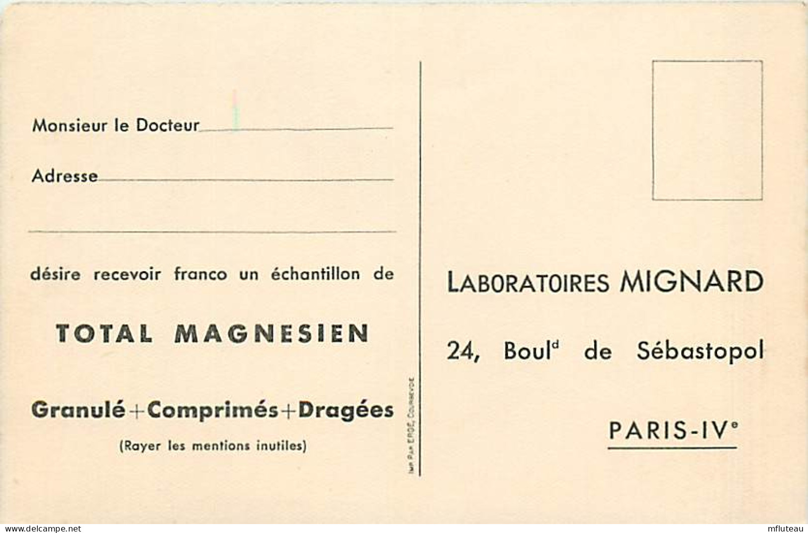 75* PARIS 4e    Labo MIGNARD « total Magnesien »    RL04 .0523 - Gesundheit