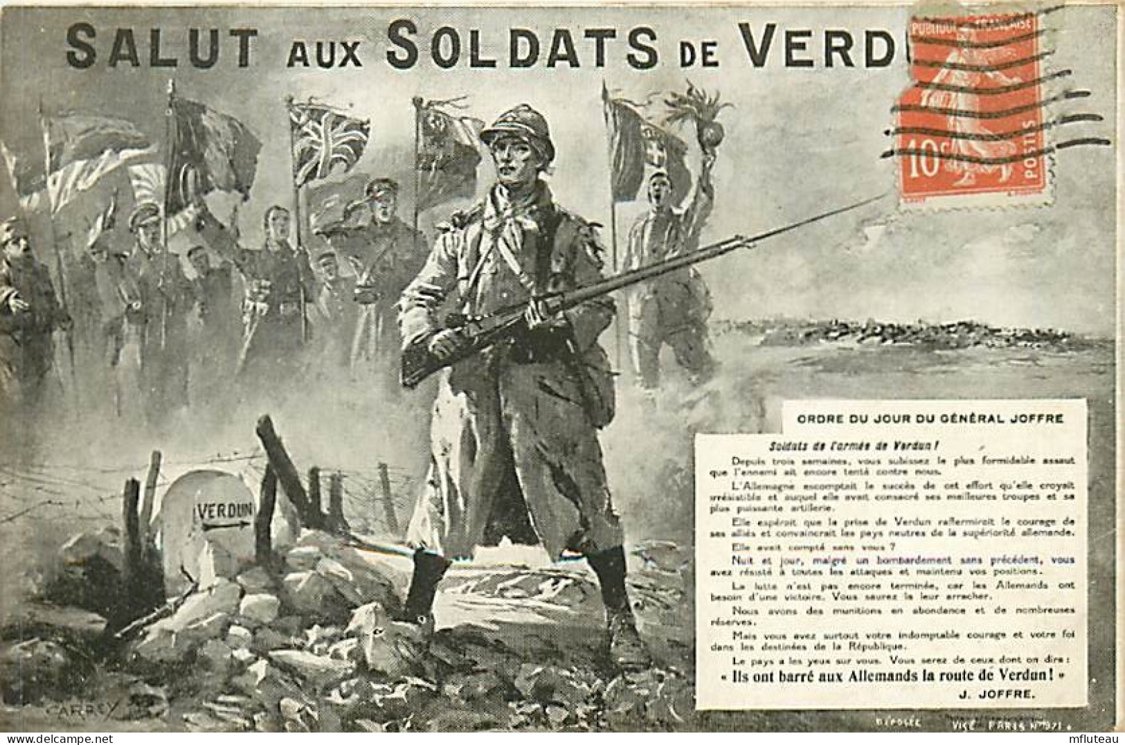 55* VERDUN Salut Aux Soldats  Ordre Du Jour Gal Joffre       RL05.0185 - Guerre 1914-18