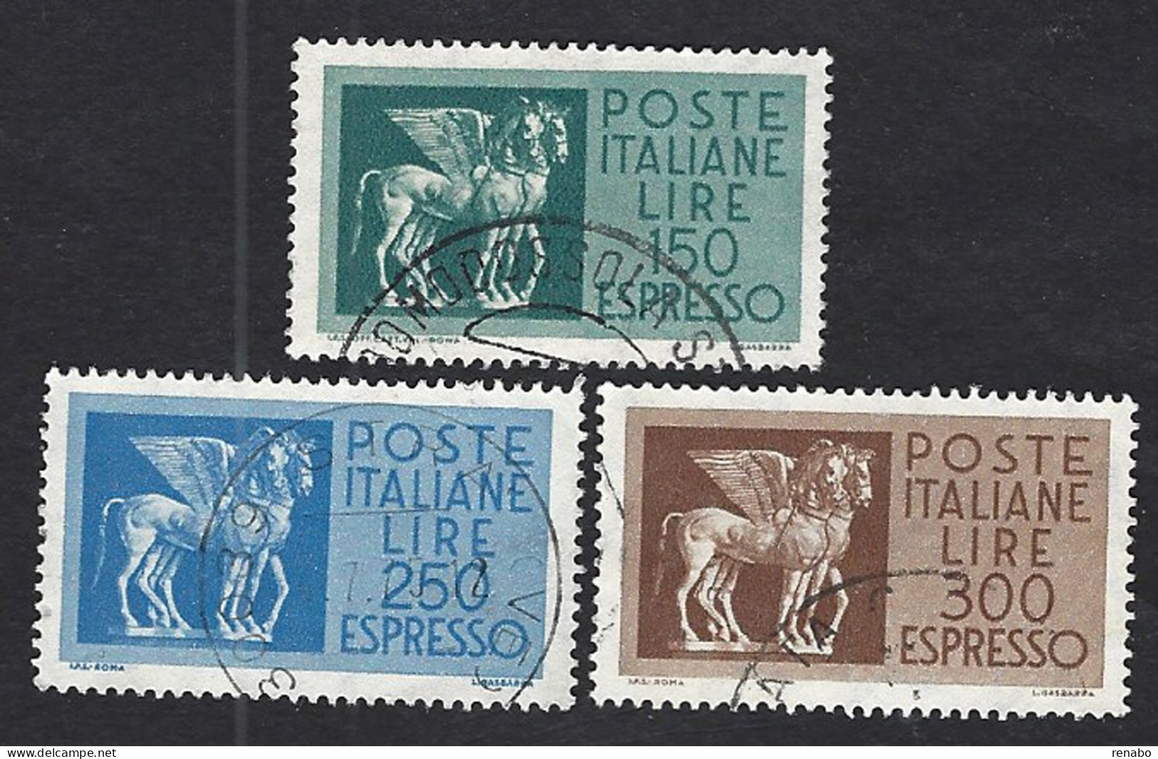 Italia 1968-1976; Espressi: Cavalli Alati, Serie Completa Fluorescente. Usati - Express/pneumatic Mail