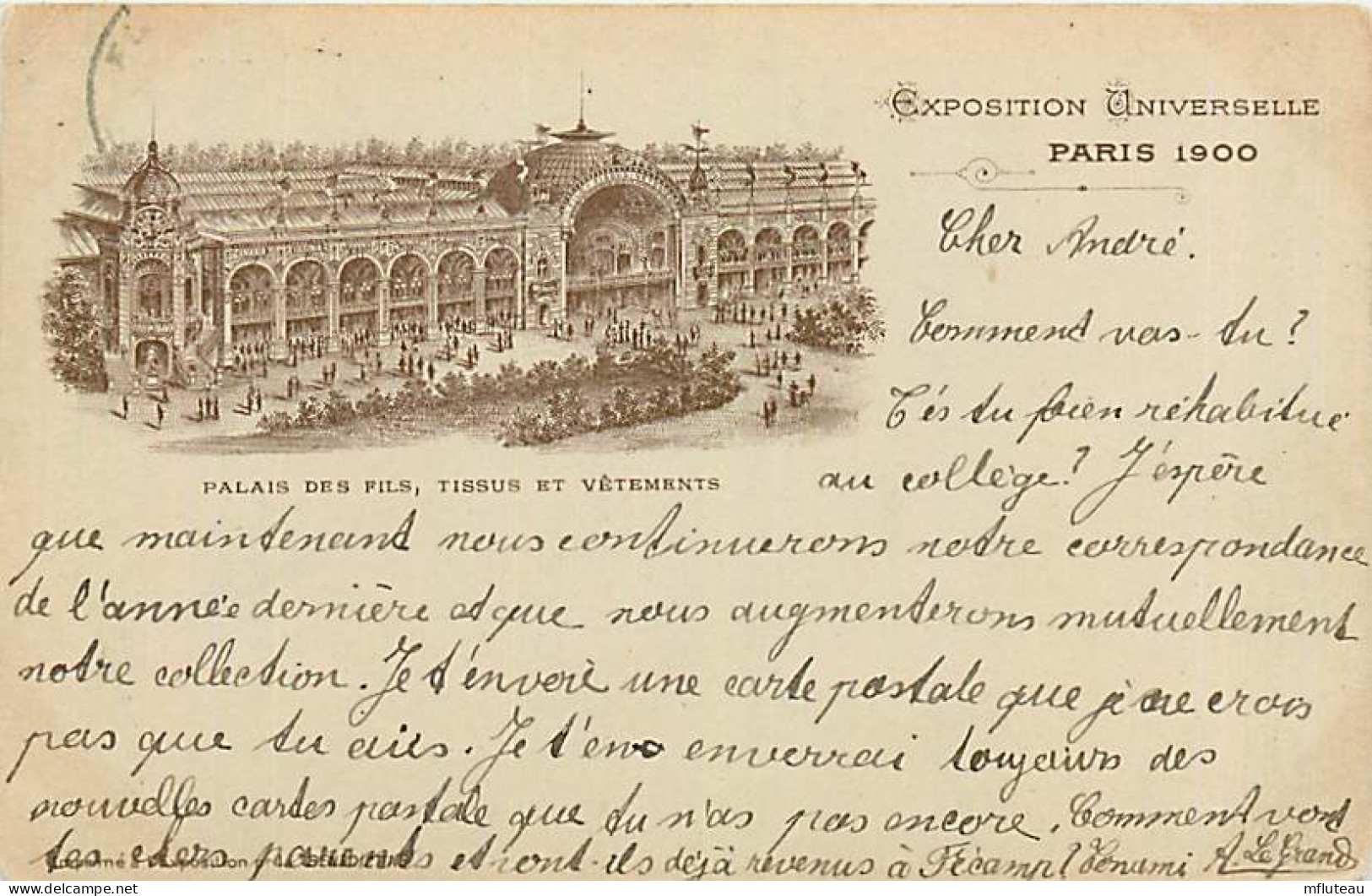 75* PARIS  8e   Expo 1900- Palais Des Fils  Tissus Et Vetements   RL04 .1258 - Distrito: 08