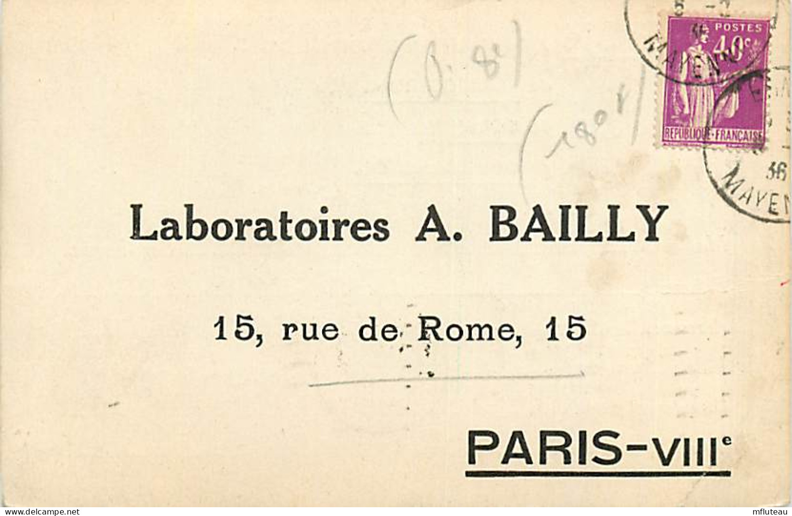 75* PARIS  8e  Labo BAILLY  « pulmoserum - Derphyl »    RL04 .1182 - Salud