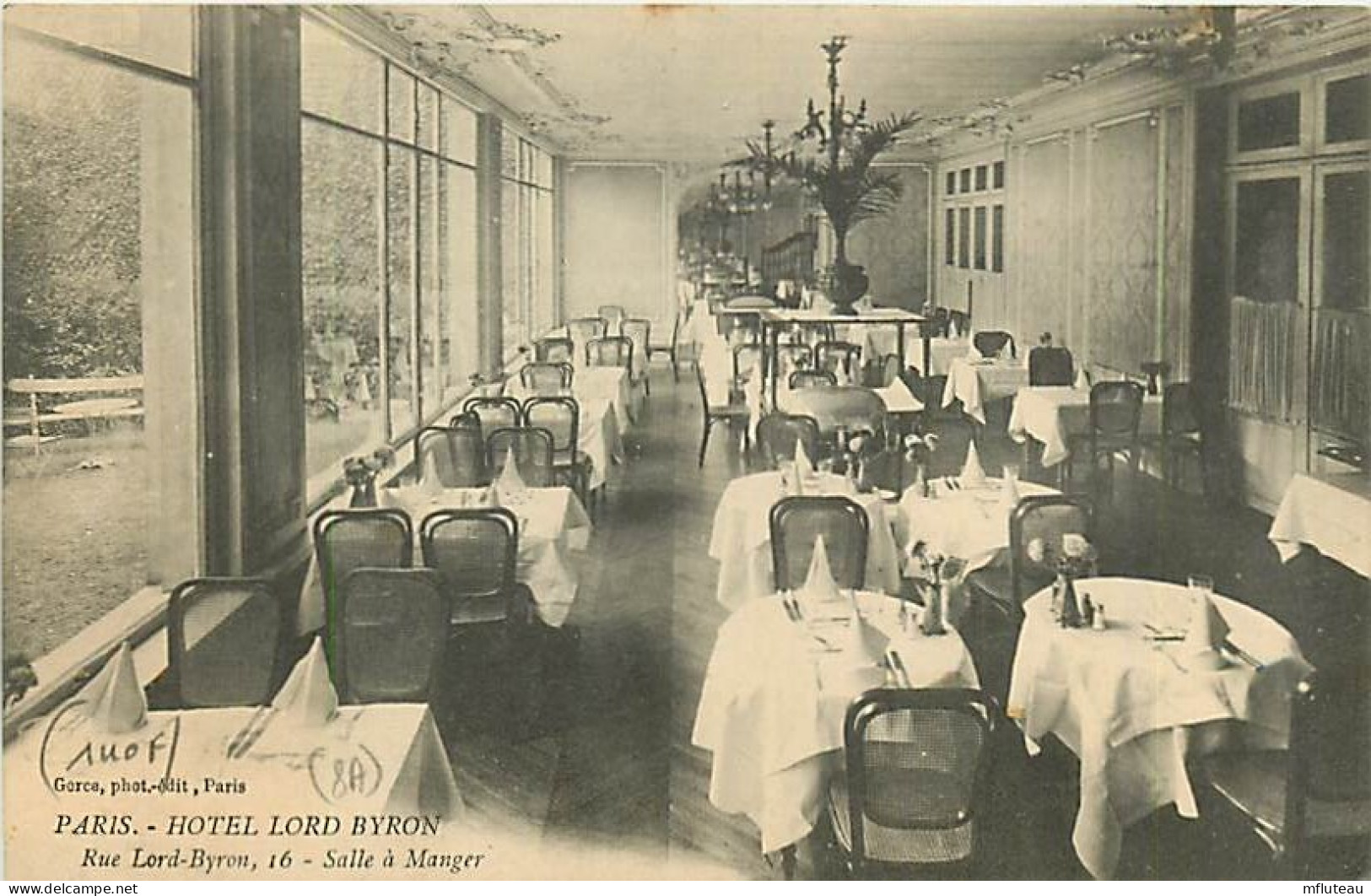 75* PARIS  8e   Rue Lord Byron -  Hotel Byron  - Salle A Manger 1920    RL04 .1160 - Arrondissement: 08