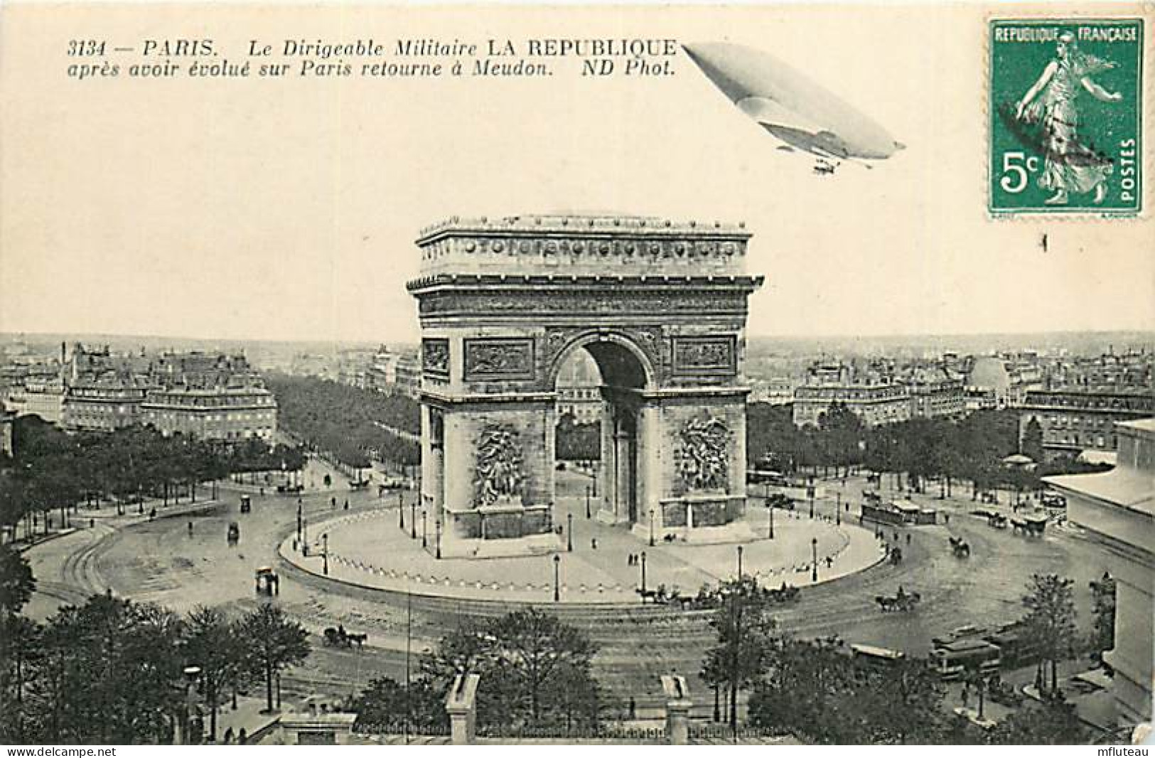 75* PARIS  8e   Dirigeable « la Republique » Arc De Triomphe    RL04 .1076 - District 08