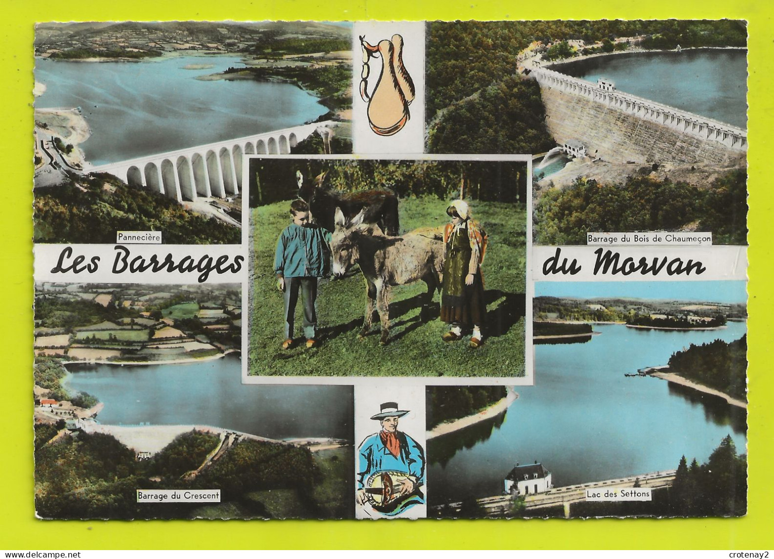 58 Les Barrages Du MORVAN Multivues Et âne Pannecière Chaumeçon Crescent Et Le Lac Des Settons En 1966 Combier - Montsauche Les Settons