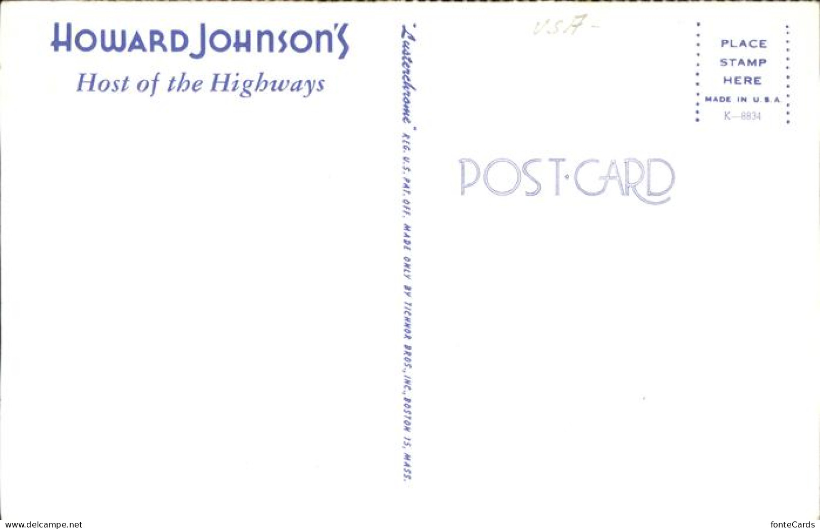 11491514 Boston_Massachusetts Howard Johnson's Host Of The Highways - Sonstige & Ohne Zuordnung