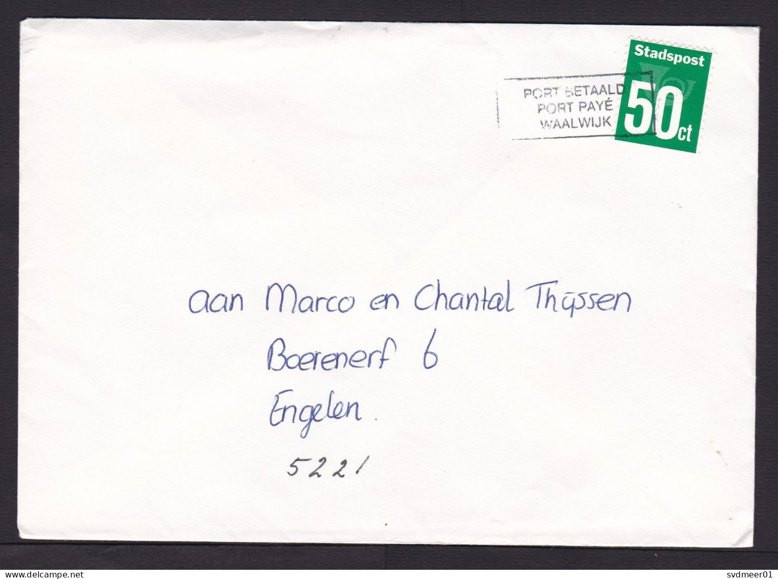 Netherlands: Cover, 1 Cinderella Stamp, Local Private Postal Service Stadspost, Waalwijk (minor Damage) - Lettres & Documents