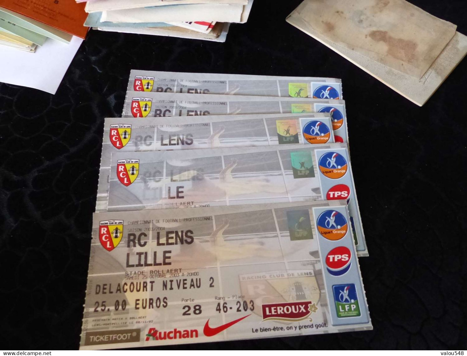 VP-75 , Lot De 5 Billets, Places De Stade, Championnat De France 2003-2004, Lens - Lille - Sonstige & Ohne Zuordnung