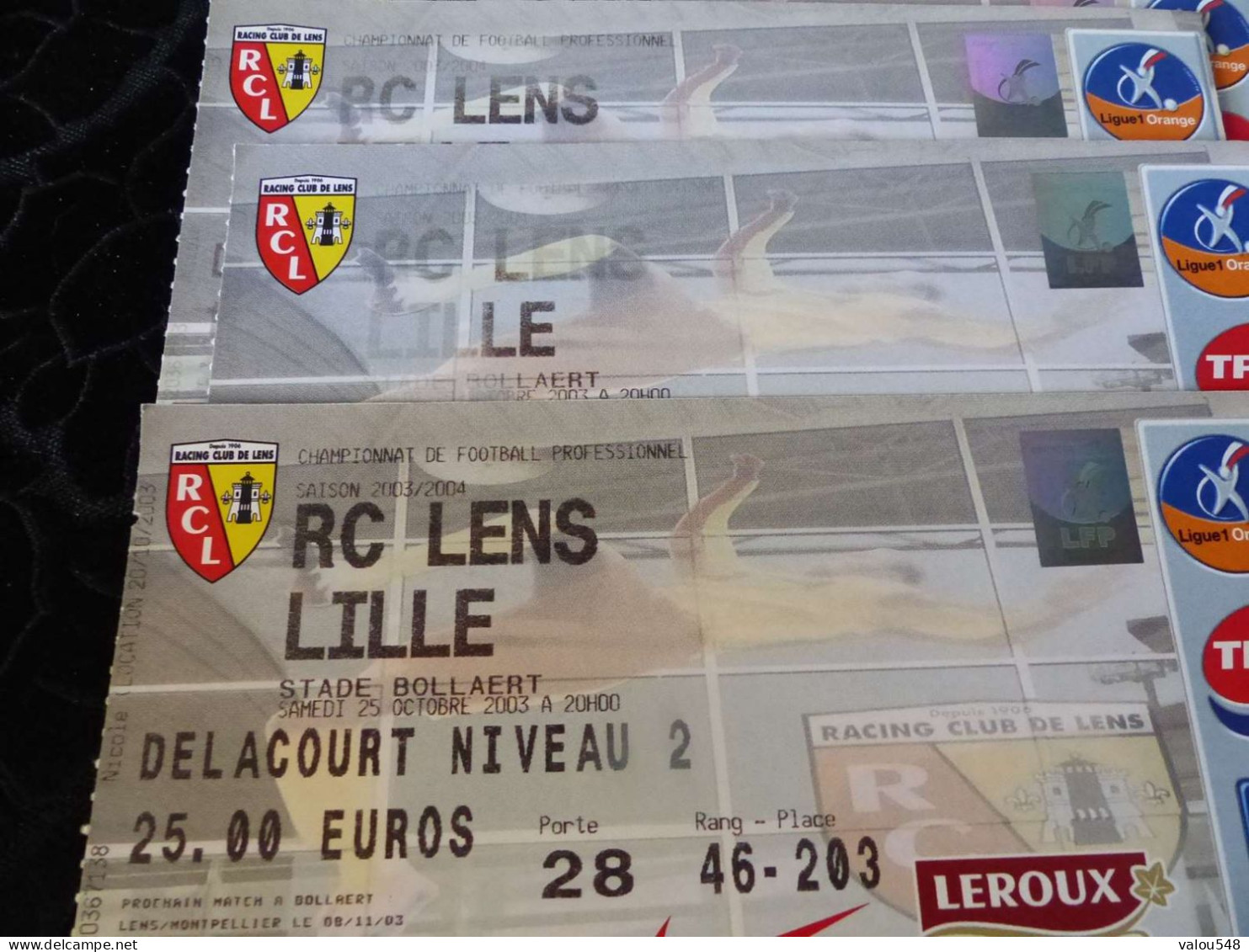 VP-75 , Lot De 5 Billets, Places De Stade, Championnat De France 2003-2004, Lens - Lille - Autres & Non Classés