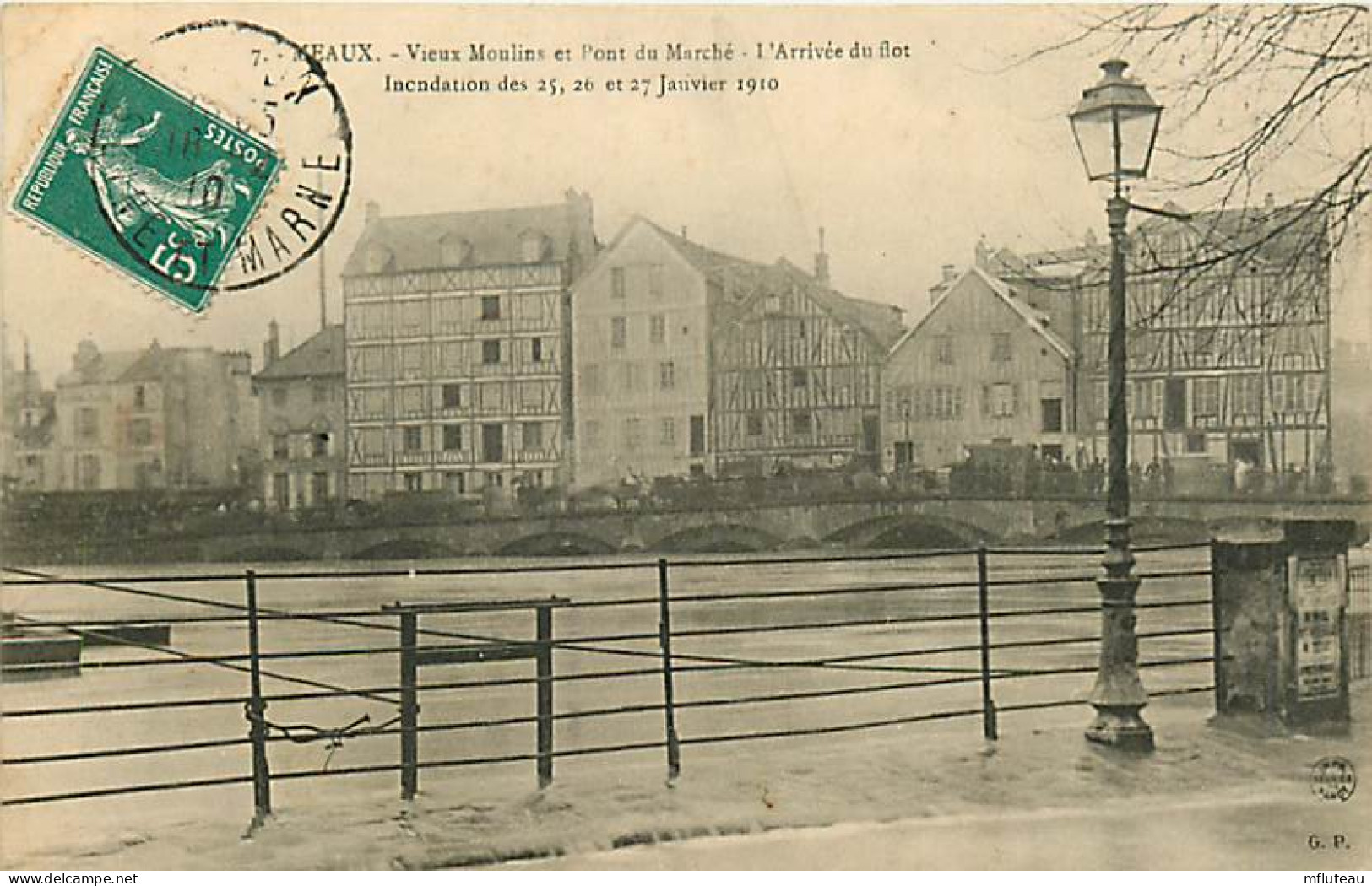 77* MEAUX   Crue 1910  Vieux Moulins Et Pont Du Marche    RL07.0582 - Meaux