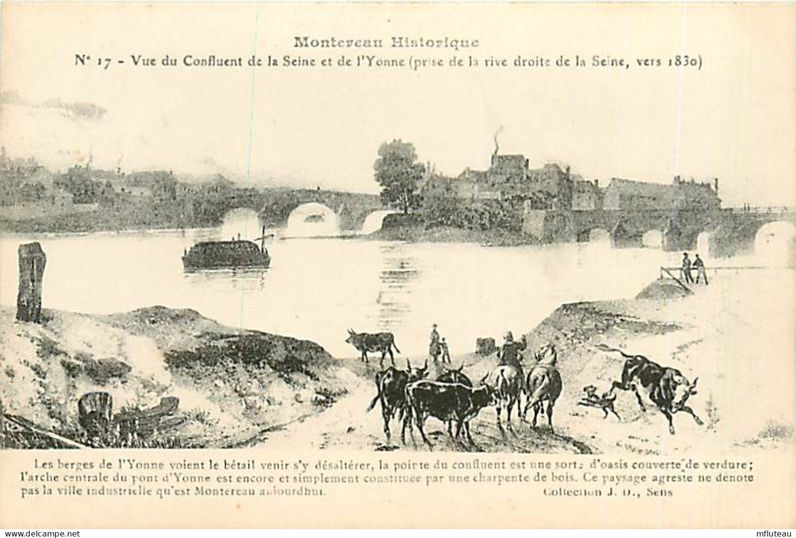 77* MONTEREAU  Confluent Seine  Yonne Vers 1930 (dessin)   RL07.0951 - Montereau