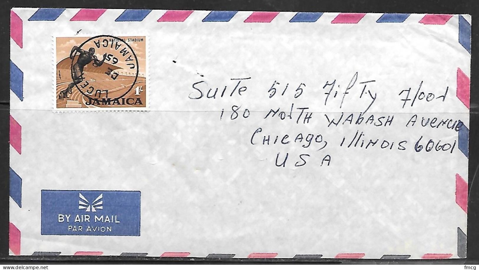 1965 Lucea (DE 8 65) Stadium Track Stamp To USA - Jamaique (1962-...)