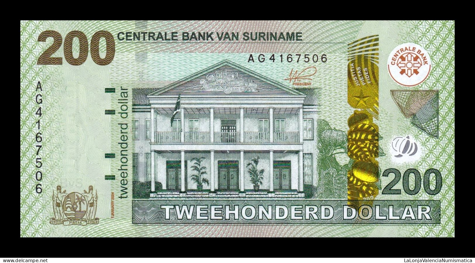Surinam Suriname Set 2 Banknotes 200 500 Dollars 2024 Pick 166A-166B New Sc Unc - Surinam