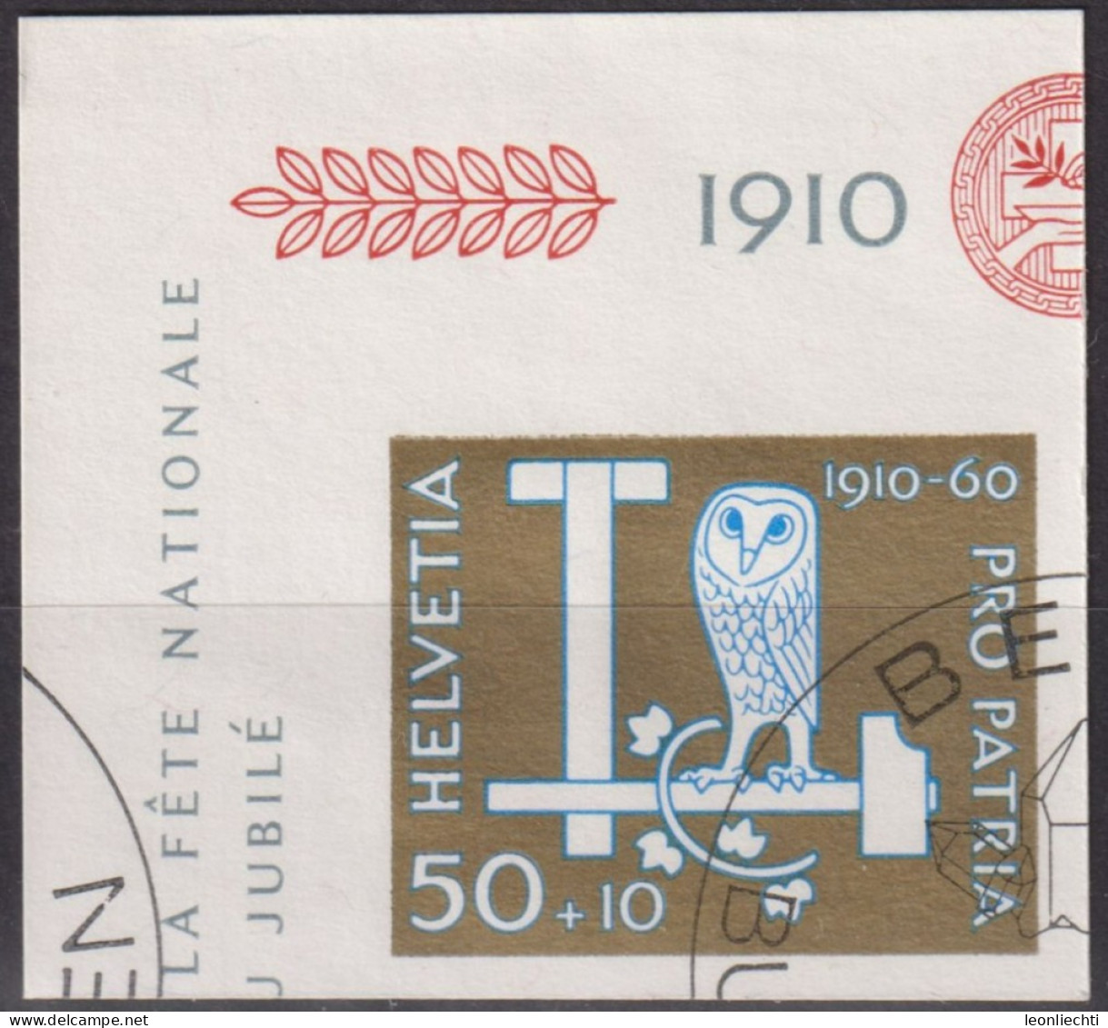 1960 Pro Patria Aus Jubiläumsblock ⵙ Zum: B101, Mi: 719 Eule Und Werkzeug - Oblitérés