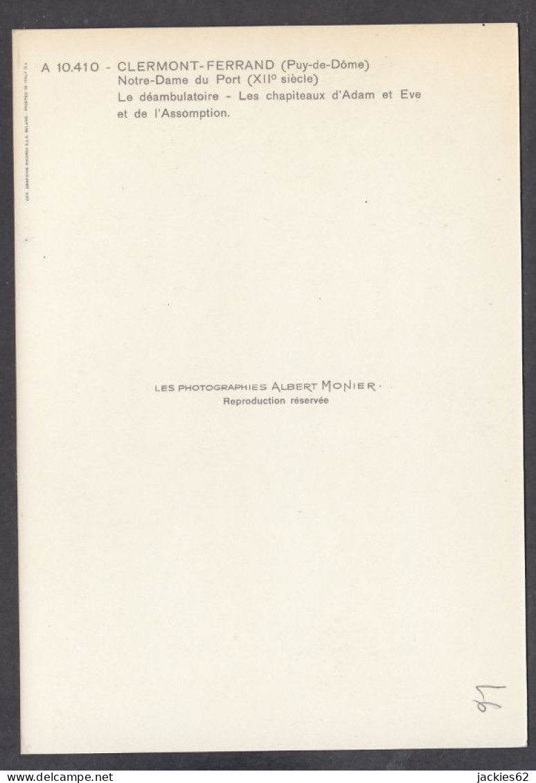 122787/ Albert MONIER, *Clermont-Ferrand, N-D Du Port, Déambulatoire, Les Chapiteaux D'Adam Et Eve Et De L'Assomption* - Monier