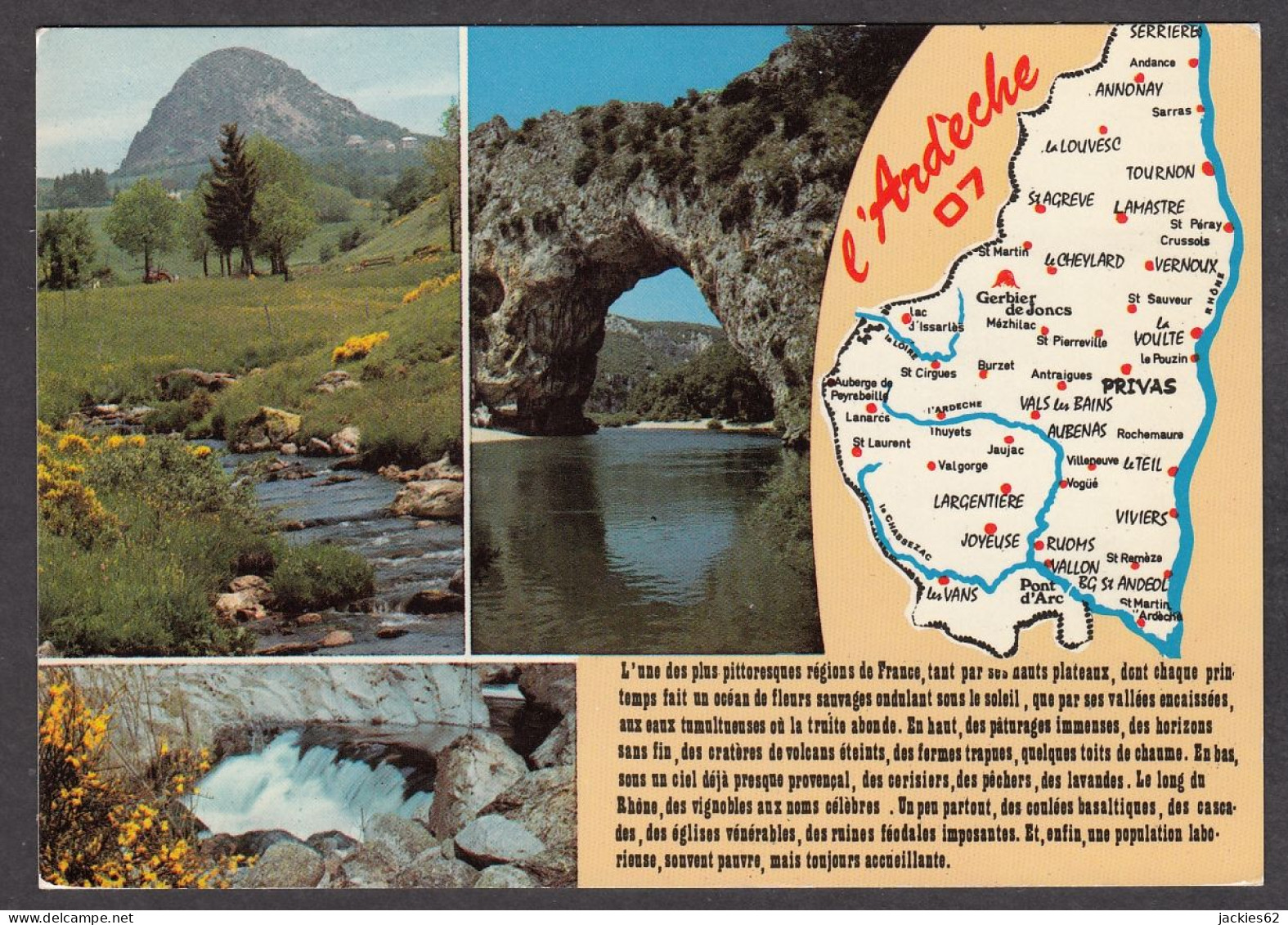 099509/ Ardèche, Carte Géographique Illustrée - Altri & Non Classificati