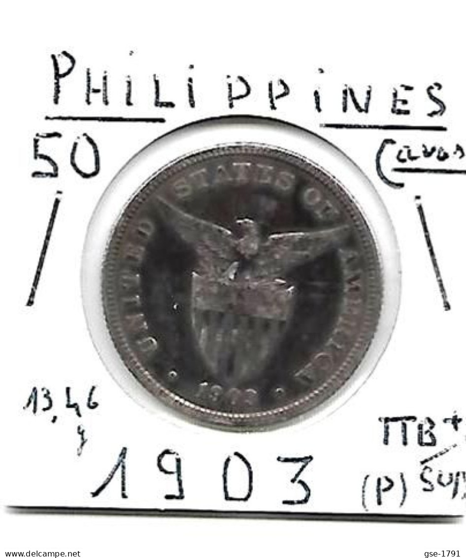 PHILIPPINES  US. Administration  50  Centavos  Eagle  KM167  Année 1903 (p)  Ag. 0.900,  13.46 G. TTB+/SUP - Filippijnen