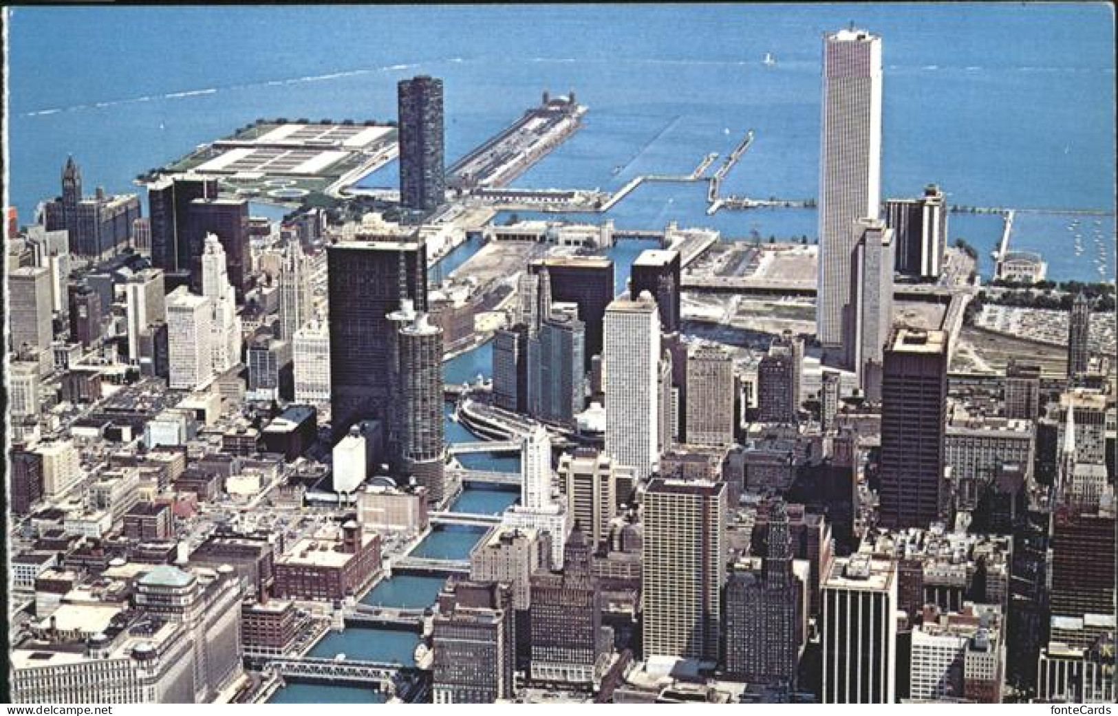 11491276 Chicago_Illinois Chicago River Lake Bridge Downtown Aerial View - Autres & Non Classés