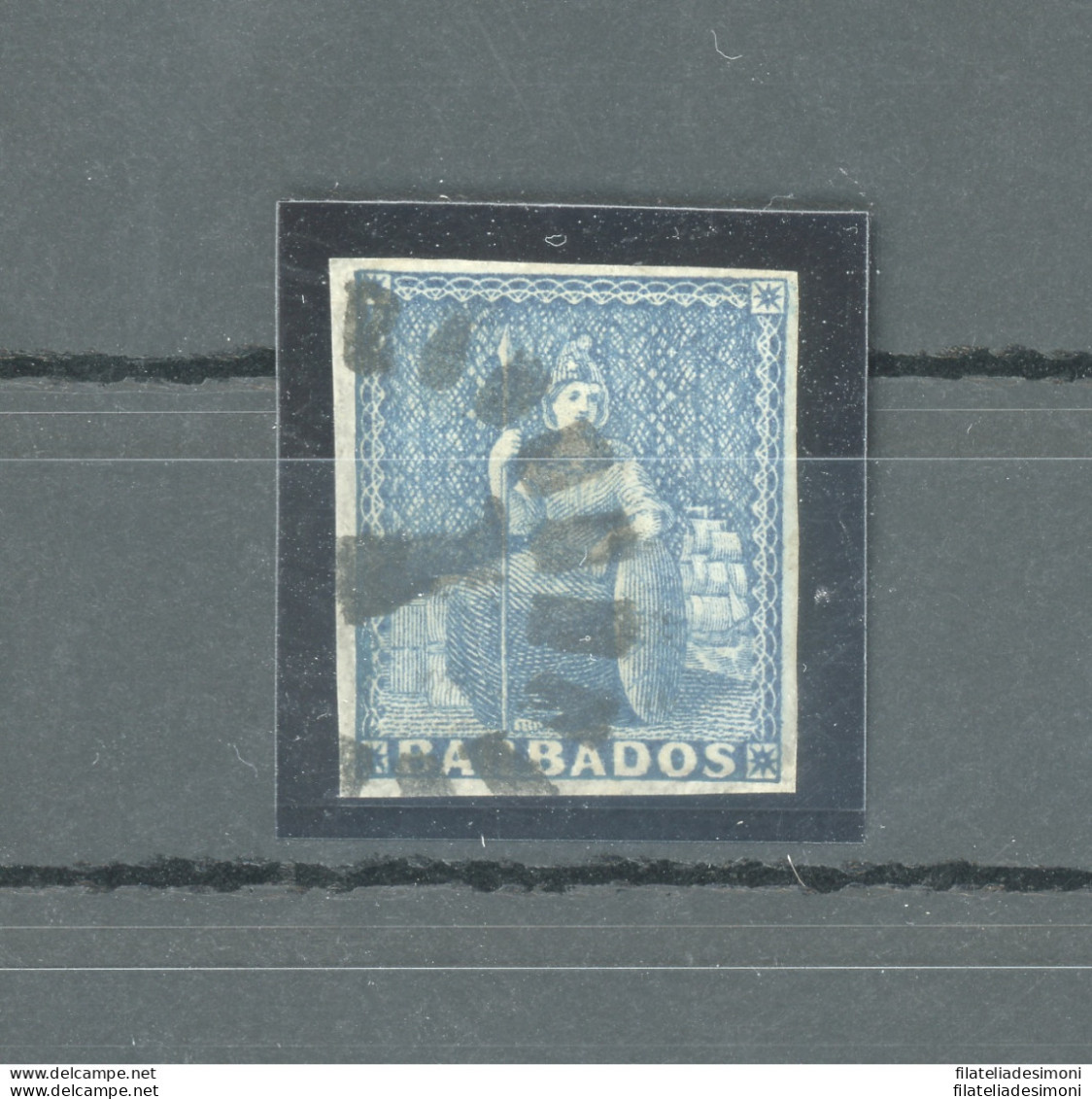 1852-55 BARBADOS, Stanley Gibbons N. 4 - 1 D. Deep Blue - Usato - Andere & Zonder Classificatie