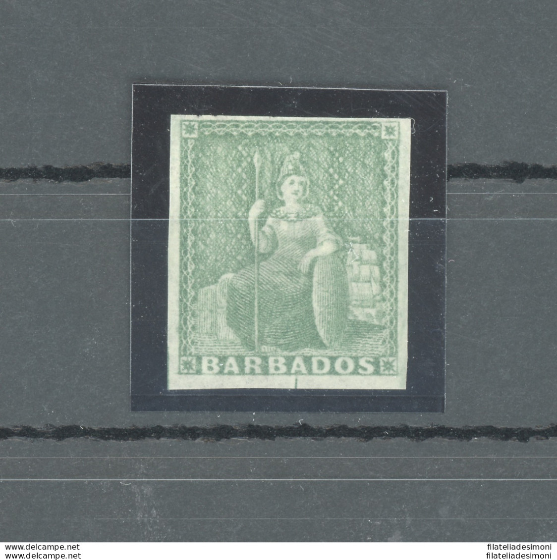 1855-58 BARBADOS, Stanley Gibbons N. 8 - 1/2 D. Green - MH* - Andere & Zonder Classificatie