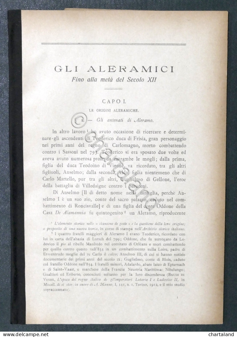 F. Gabotto - Gli Aleramici Fino Alla Meta Del Secolo XII - Ed. 1919 - Otros & Sin Clasificación