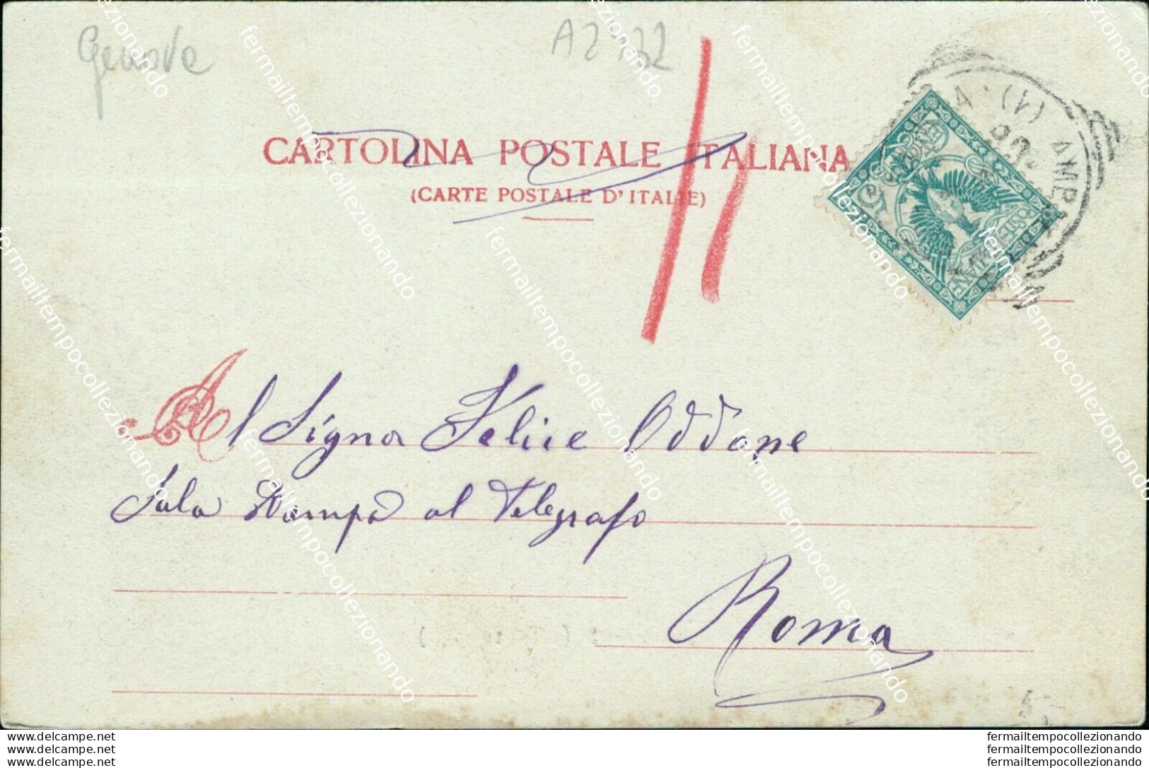 Az482 Cartolina Arenzano Dalla Spiaggia 1906 Genova Liguria Inizio 900 - Genova (Genoa)