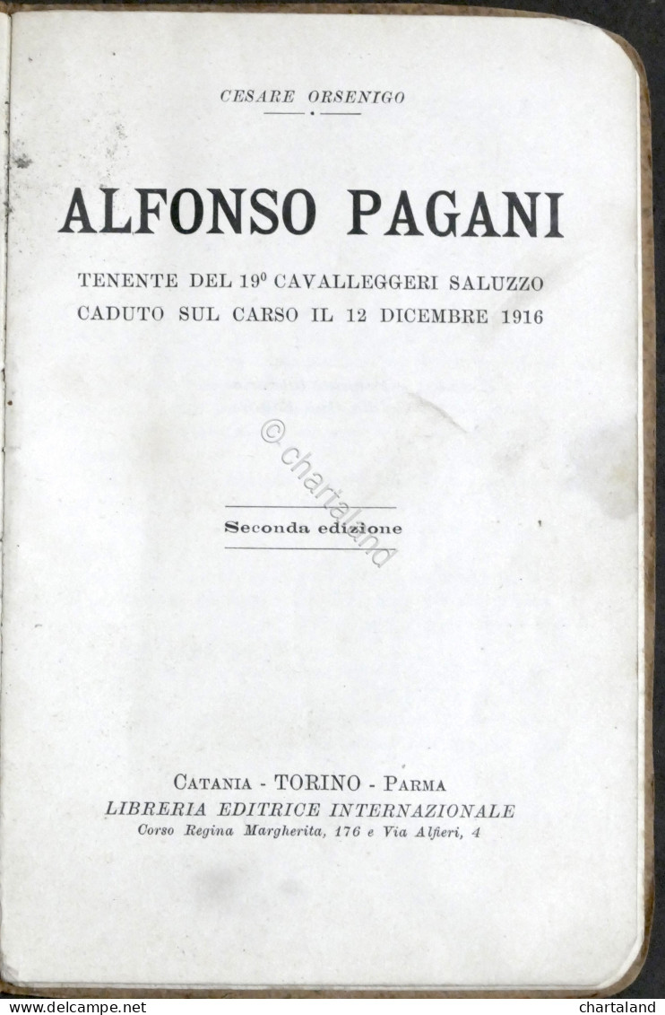 WWI Orsenigo - Alfonso Pagani Del 19° Cavalleggeri Saluzzo Caduto Sul Carso 1918 - Sonstige & Ohne Zuordnung