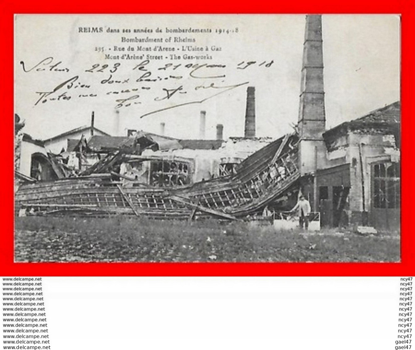 CPA MILITARIA.Guerre1914-18. REIMS. Bombardement De L'usine à Gaz,  Rue Du Mont-d'Arene...CO1854 - Oorlog 1914-18