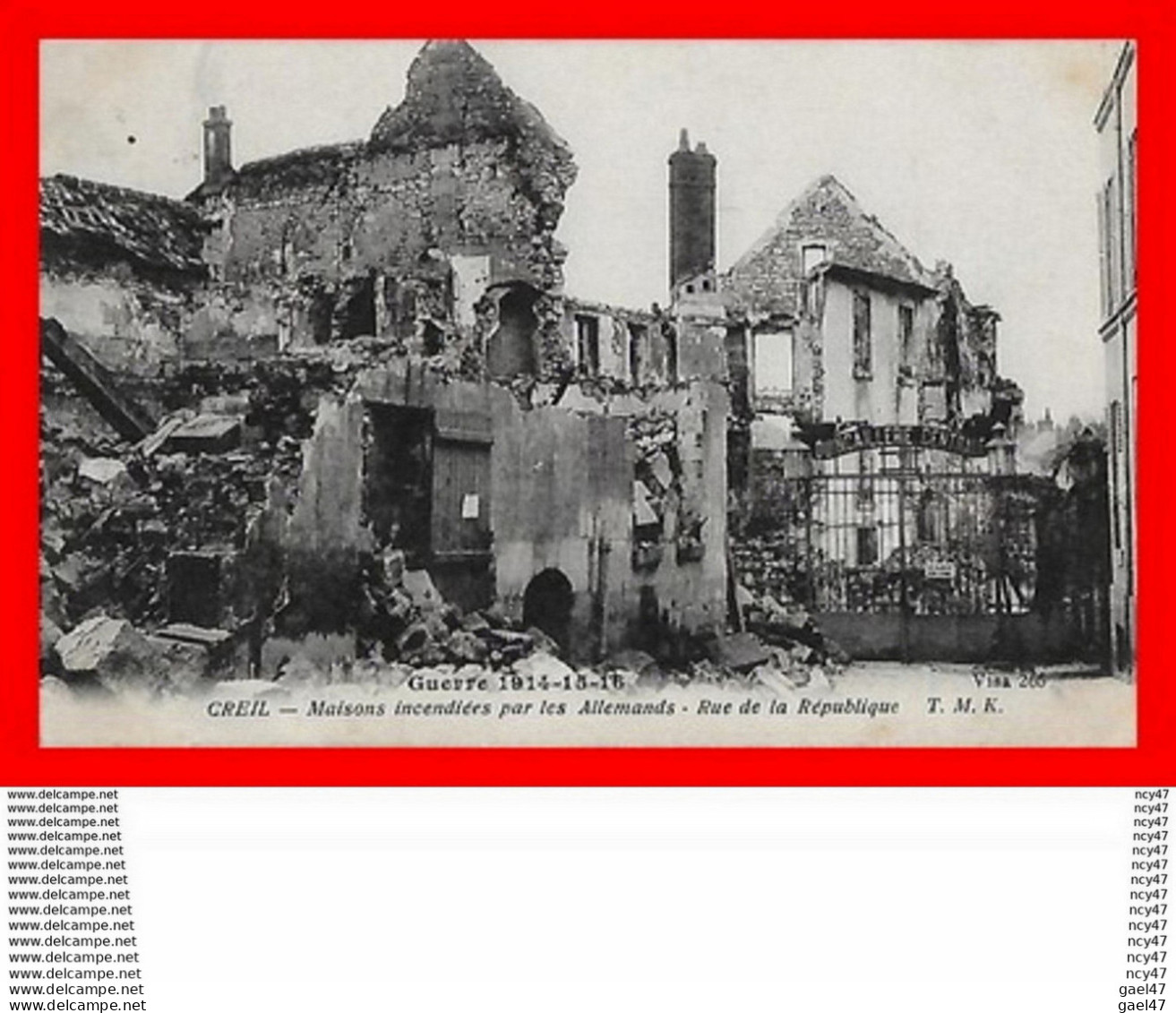 CPA MILITARIA.Guerre1914-18. CREIL. Maisons Incendiées Par Les Allemands Rue De La République, Quincaillerie...CO1856 - Oorlog 1914-18