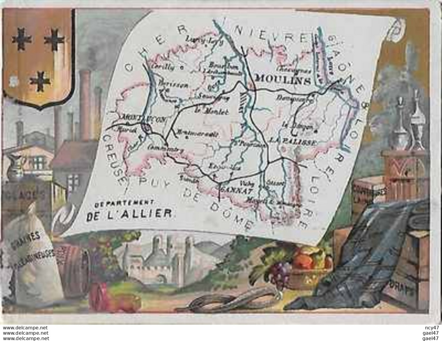 CHROMOS.  Cartes Des Départements.  L'Allier...S4085 - Sonstige & Ohne Zuordnung
