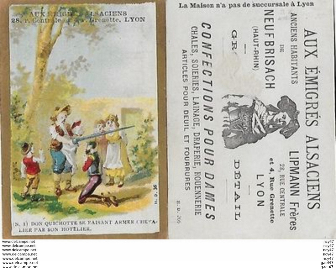 CHROMOS. Confections Pour Dames "Aux Emigrés Alsaciens" (Lyons) Don Quichotte...S3547 - Altri & Non Classificati