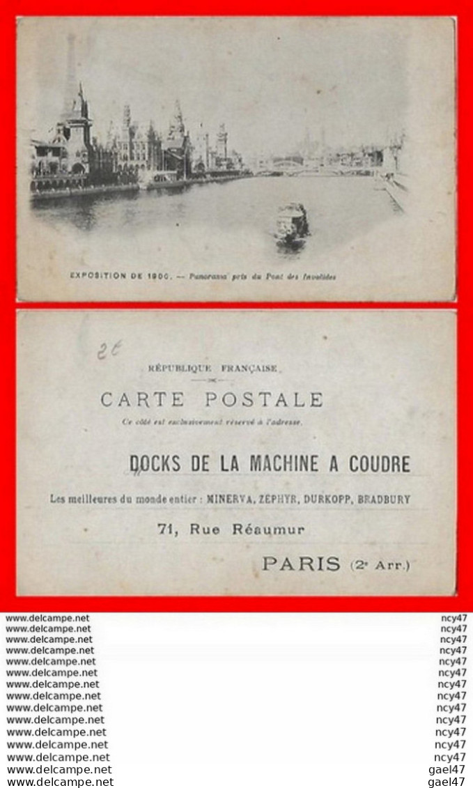 CPA (75) PARIS.  Exposition De 1900, Panorama Pris Du Pont Des Invalides, Pub, Dock De La Machine à Coudre...S1571 - Tentoonstellingen